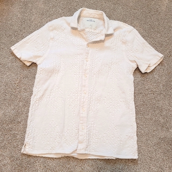 Hollister Men's Cotton White Button Up Textured Shirt Size Small - Picture 1 of 6